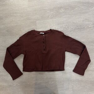 Jill Thermal Long Sleeve Henley Tee